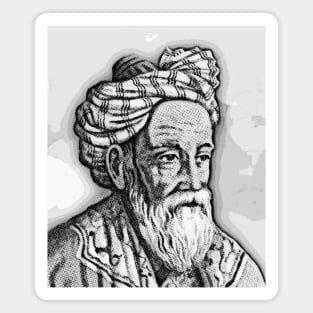 Omar Khayyam Black and White Portrait | Omar Khayyam Artwork 2 Magnet